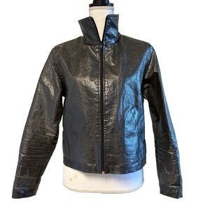 Robert Krugman Black Waxed Linen Full Zip‎ Jacket Medium